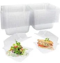 Clear Plastic Take Out Container Square Hinged Food Disposable Clamshell Dessert