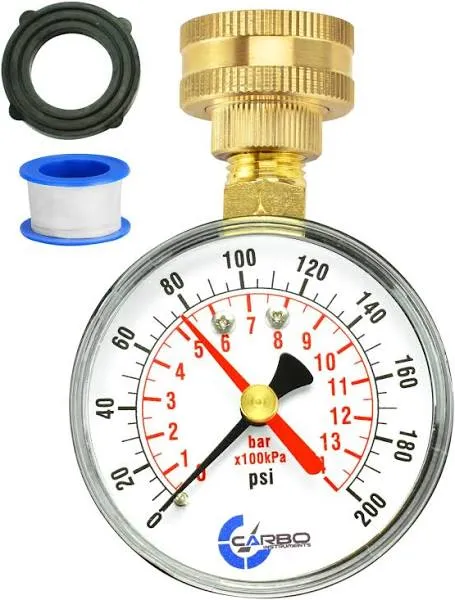 2-1/2&#034; Pressure GaugeWater Pressure Test Gauge 3/4&#034; Female Hose Thread 0-200 ...