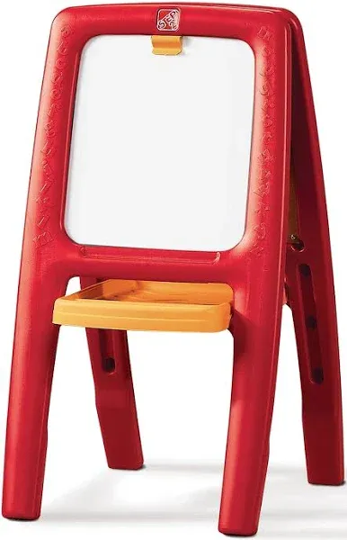 Kids Easel For Two,Dry Erase Magnetic Easel On One Side, Chalkboard On The Other