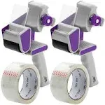 Comfort Grip Tape Dispenser Gun Set with Sharp Steel Blade - 2 Pack