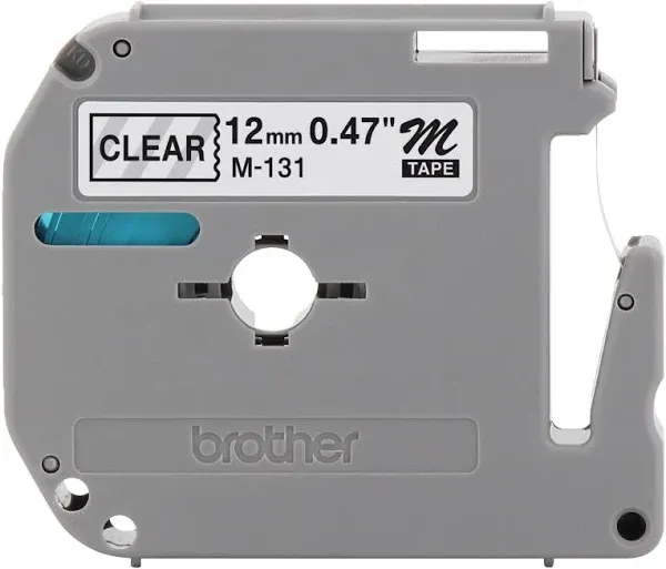 Genuine Brother P-touch M-131 Label Maker Tape 1/2&#034; M131 Black Print Clear Tape