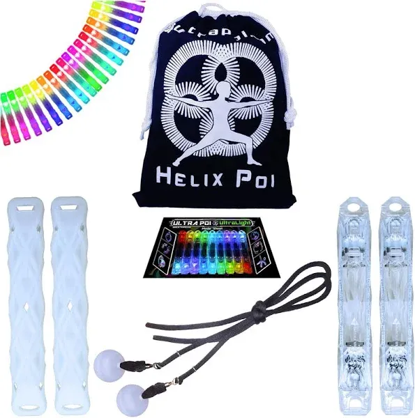 HelixPoi Set - Helix Poi w/Non-LED Knob Handles - 70+ Brilliant Color Modes &amp;...