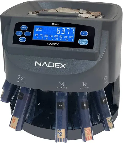 Nadex S540 Pro | Coin Counter, Sorter, and Wrapper | Up to 300 Coins Per Min