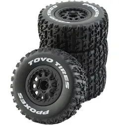 1/10 RC Short Course Truck Tires for All Terrain，Suitable for TRAXXAS Slash4X4 HuanQi 727 ARRMA SENTON 3S Losi Ford Raptor Baja Rey/ 113mm OD High-Performance Short-haul Truck Tires（Black）