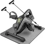  3-in-1 Under Desk Bike Pedal Exerciser with Resistance Bands, Arm &amp; Leg GRAY