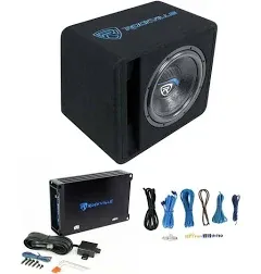 Rockville SK512 PACKAGE 12" 1400w Loaded K5 Car Subwoofer Enclosure+DB11 Amp, Black