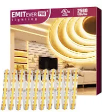 EMITEVER COB LED Strip Lights Warm White, 3000K Tape Light Premium High Densi...