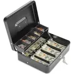 Cash Box with Lock and 2 Keys Large Cash Boxes Metal Money Box with Cash Tray...