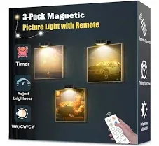 3-Pack Picture Light Battery Operated, 3 Lighting Modes Led Lights with Remote,