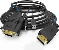 VGA to HDMI Adapter Cable, 6Ft/1.8m VGA to HDMI 1080P HD Audio TV AV HDTV Vid...