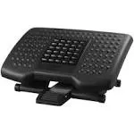 Premium Adjustable Footrest With Rollers, Plastic, 18w X 13d X 4h, Black