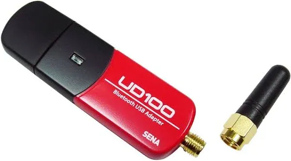 Sena USB Bluetooth Adapter 300m Working Dist, UD100-G03 (300m Working Dist. Exchangeable Antenna, Bluesoleil Driver (Works with Microsoft Bluetooth Driver)), red, Black