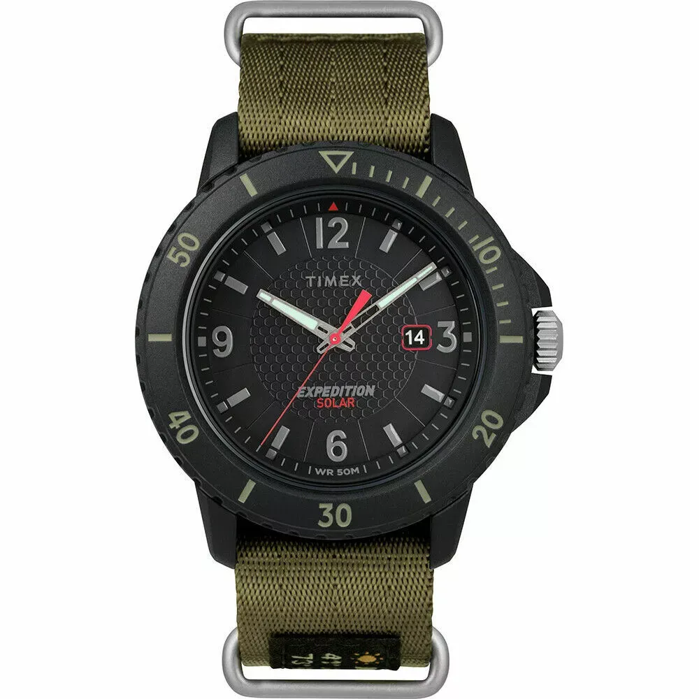 Timex Gallatin Nylon Slip-Thru Watch - Solar Green-Black Dial