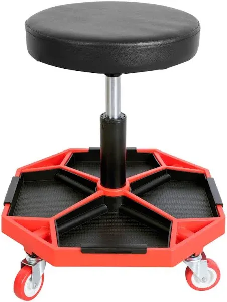 DNA MOTORING TOOLS-00253 Adjustable Height Pneumatic Garage Seat Rolling Mechanic Stool with Tool Tray Storage,300lbs Max Weight Capacity