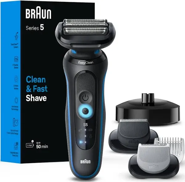 Braun Electric Shaver for Men, Series 5 5150cs, Wet & Dry Shave, Turbo Shaving Mode, Foil Shaver, with Beard Trimmer, Body Groomer and Charging