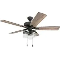 Prominence Home North Point 52-in Aged Bronze with Barnwood/Tumbleweed Blades LED Indoor Downrod or Flush Mount Ceiling Fan with Light (5-Blade)