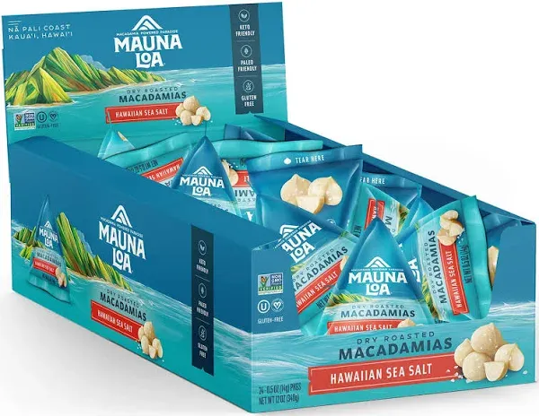 Mauna Loa Macadamia Dry Roasted Nuts Salted Flavor Pack of 24