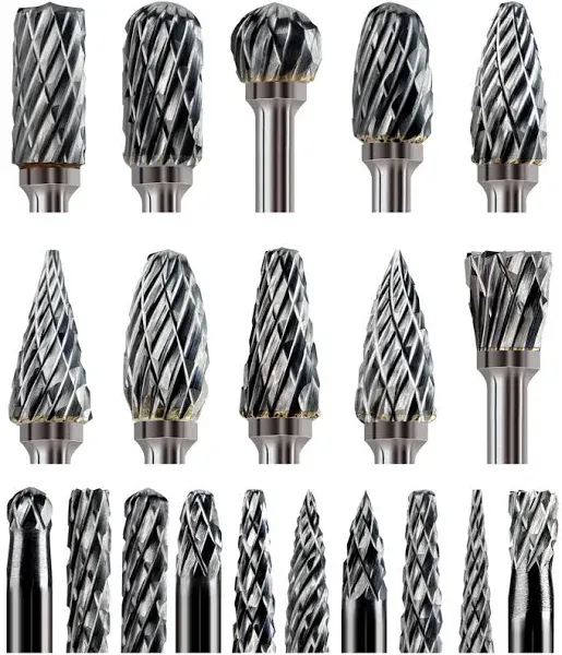 Sworker Carbide Burr Set Compatible with Dremel 1/8" Shank 20pcs Die Grinder Rotary