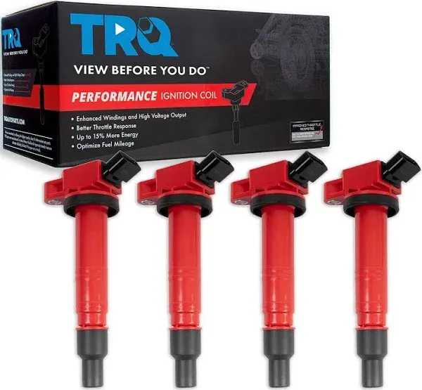 TRQ Ignition Coil Set Compatible with 2010-2015 Scion xB 2010 Toyota 4Runner 2006-2011 Camry 2009-2010 Corolla 2009-2012 Matrix 2007-2008 Solara 2005-2023 Tacoma