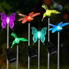 6 Pack Solar Garden Stake Lights Outdoor, Solar Butterfly Figurine Lights, Multi