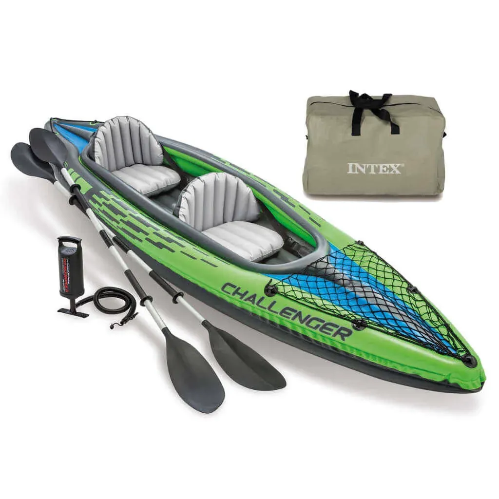 Intex K2 Challenger Inflatable Kayak Canoe Boat Fishing Oars Paddles 