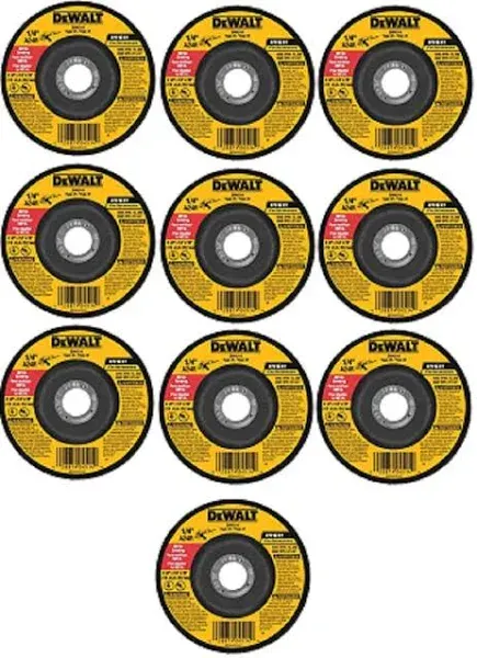 DEWALT DW4514B5 4-1/2-Inch by 1/4-Inch by 7/8-Inch Metal Grinding Wheel - 10 Pack