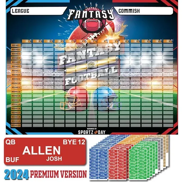 Fantasy Football Draft Board 2024-2025 Kit