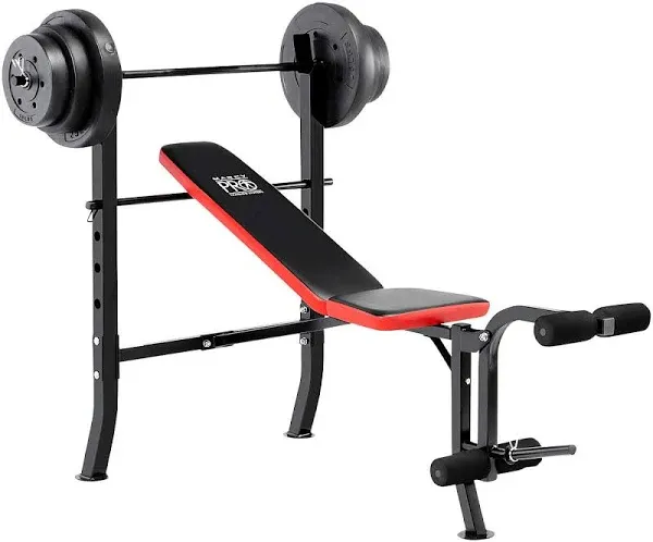  Standard Weight Bench with 80lbs to 100 lbs Vinyl-Coated Black/Red - 100 lbs