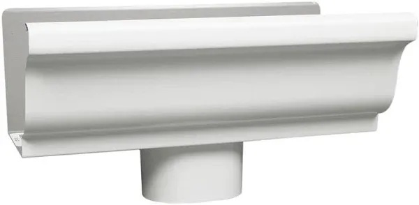 End piece With Drop, For 4-In. Gutter, White Galvanized Steel