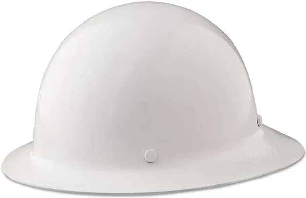 MSA Skullgard Full-Brim Hard Hat with Suspension - Non-Slotted Cap, Made of Phenolic Resin, Radiant Heat Loads up to 350F, Standard Size Hard Hat | Fas-Trac III Ratchet Suspension