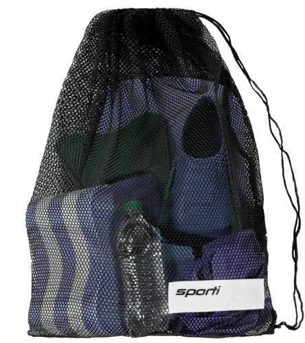 Sporti Swimming Equipment Bags, Mesh Drawstring Backpack, Swim Bag for Swimmers, Mesh Backpack for Beach, Gym and Workout Gear - Mesh Bag - Black