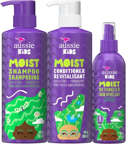 Aussie Kids Shampoo, Conditioner, and Detangler Bundle