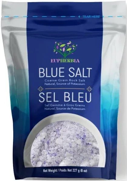 EUPHERBIA Blue Salt Coarse Rare Mineral Salt High Potassium