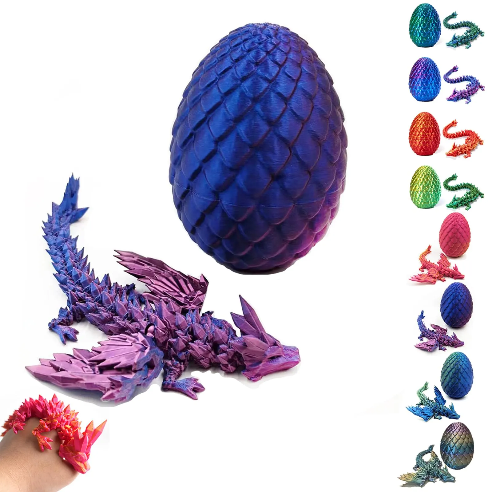 3D Printed Dragon-Flying Articulated Dragon|3D Printed Dragon Eggs with Dragon Inside|Eco-Friendly Crystal Dragon-Mystery Dragon Egg,Adults Fidget Toys for Autism ADHD (Flying Dragon/Laser Purple)