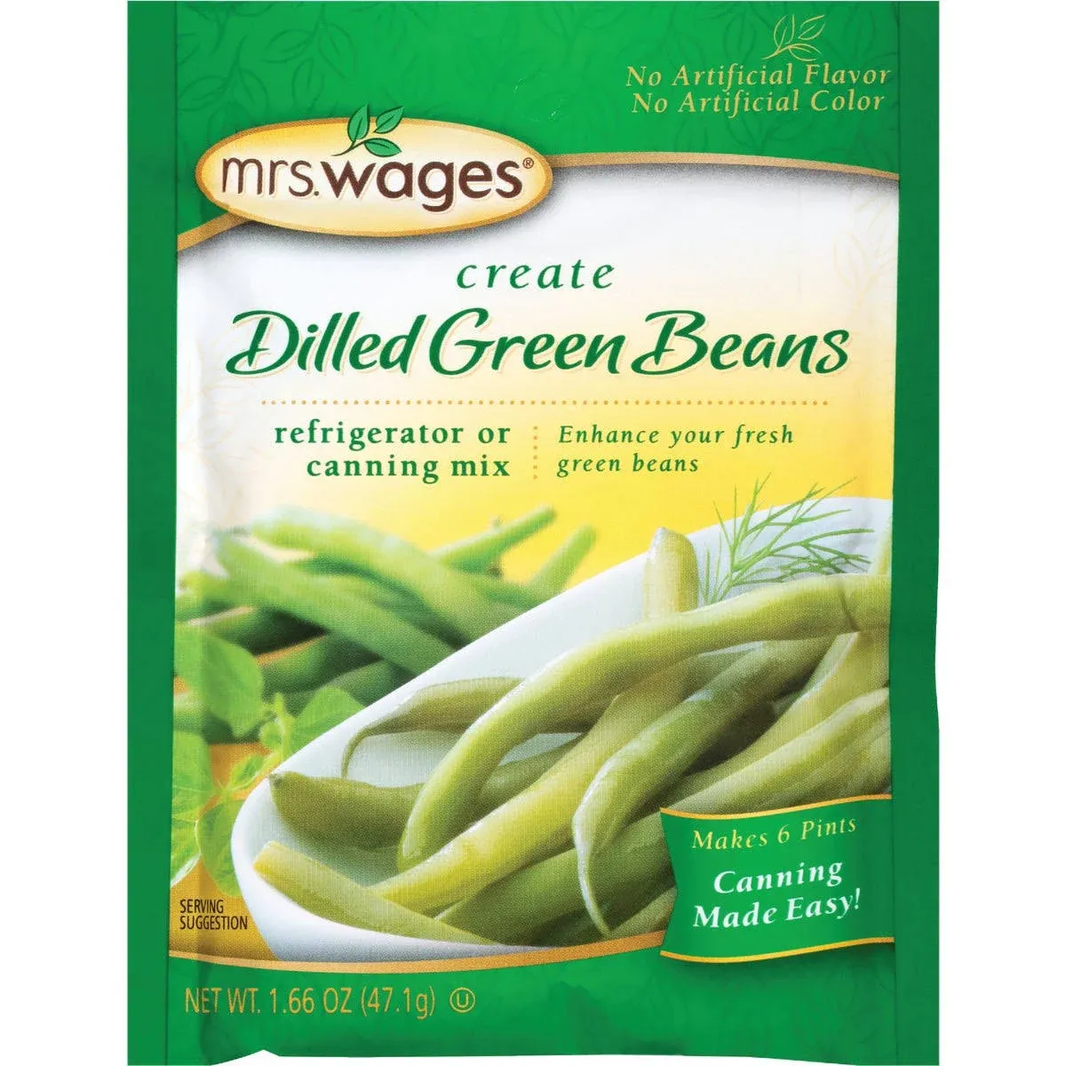 Mrs Wages Create Refrigerator or Canning Mix, Dilled Green Beans - 166 oz