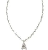 Kendra Scott Crystal Letter Short Silver Pendant Necklace