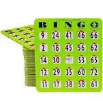 Mr Chips Jam-Proof Easy-Read Large Print Fingertip Slide Bingo Cards with Sliding Windows - 10 Pack in Green Style