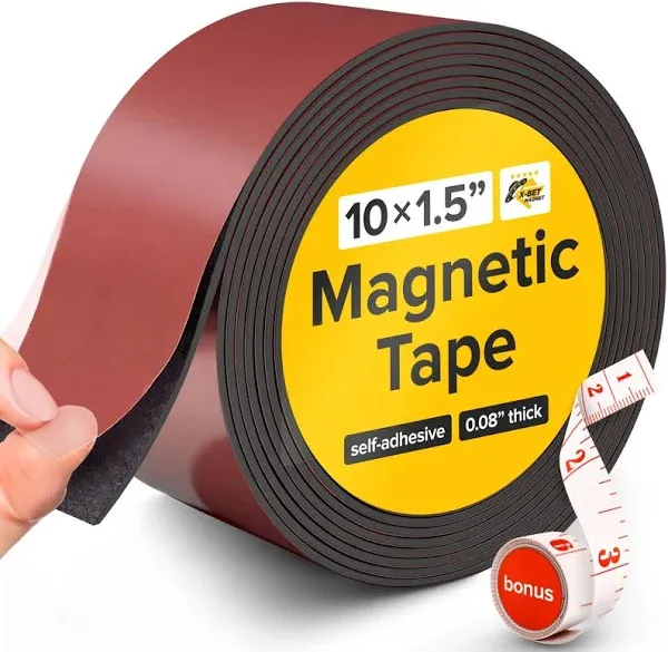 X-bet MAGNET - Flexible Magnetic Tape - Magnetic Strip with Strong Self Adhesive - Ideal Magnetic Roll for Craft and DIY Projects - Sticky Magnets for Fridge and Dry Erase Board (1 inch x 10 Feet)