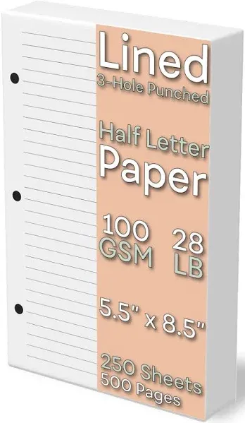 Half Letter Lined Paper