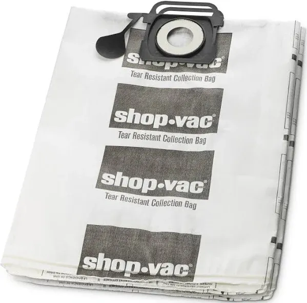 Shop-Vac 9021433 Tear-Resistant Dry Collection Vacuum Bags, Fits 12-20 Gallon Tanks, Efficient Debris and Dust Collection, (2-Pack)