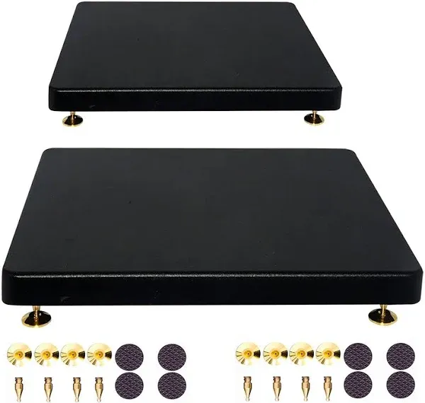 Subwoofer Isolation Stand 14x14in Subwoofer Base Stand Speaker Isolation Feet Platform Speaker Riser Stabilizer Base with Fixed Copper Nail for Studio Monitor, Subwoofer, Loudspeakers