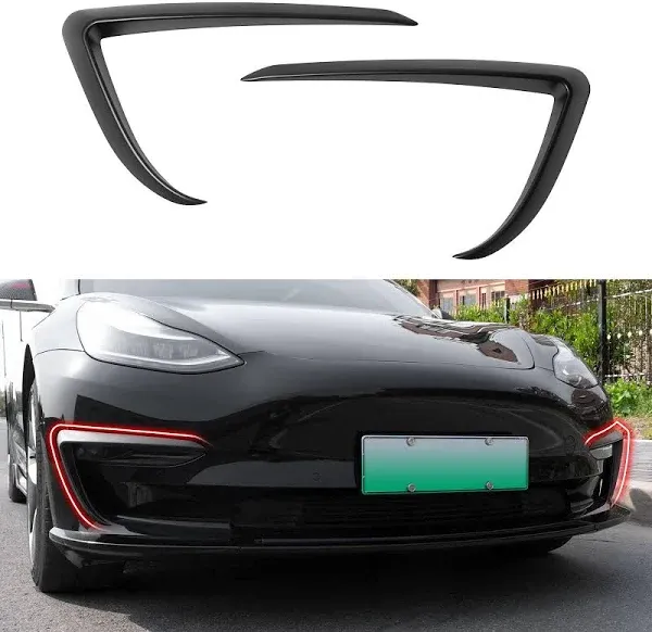 Xipoo Fog Light Trim Compatible with Tesla Model 3 Fog Light Trim Front Fog Light Cover Eyebrow Cover Trim Frame Exterior Decoration Replacement for 2017-2023 Tesla Model 3 Accessories (Matte Black)