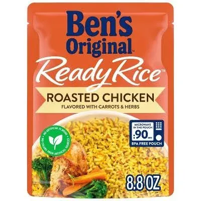 BEN'S ORIGINAL Ready Rice Roasted Chicken Flavored Rice, Easy Dinner Side, 8.8 OZ Pouch (Pack of 6)