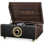 Victrola 4-in-1 Highland Bluetooth Record Player with 3-Speed Turntable & FM Radio, Espresso