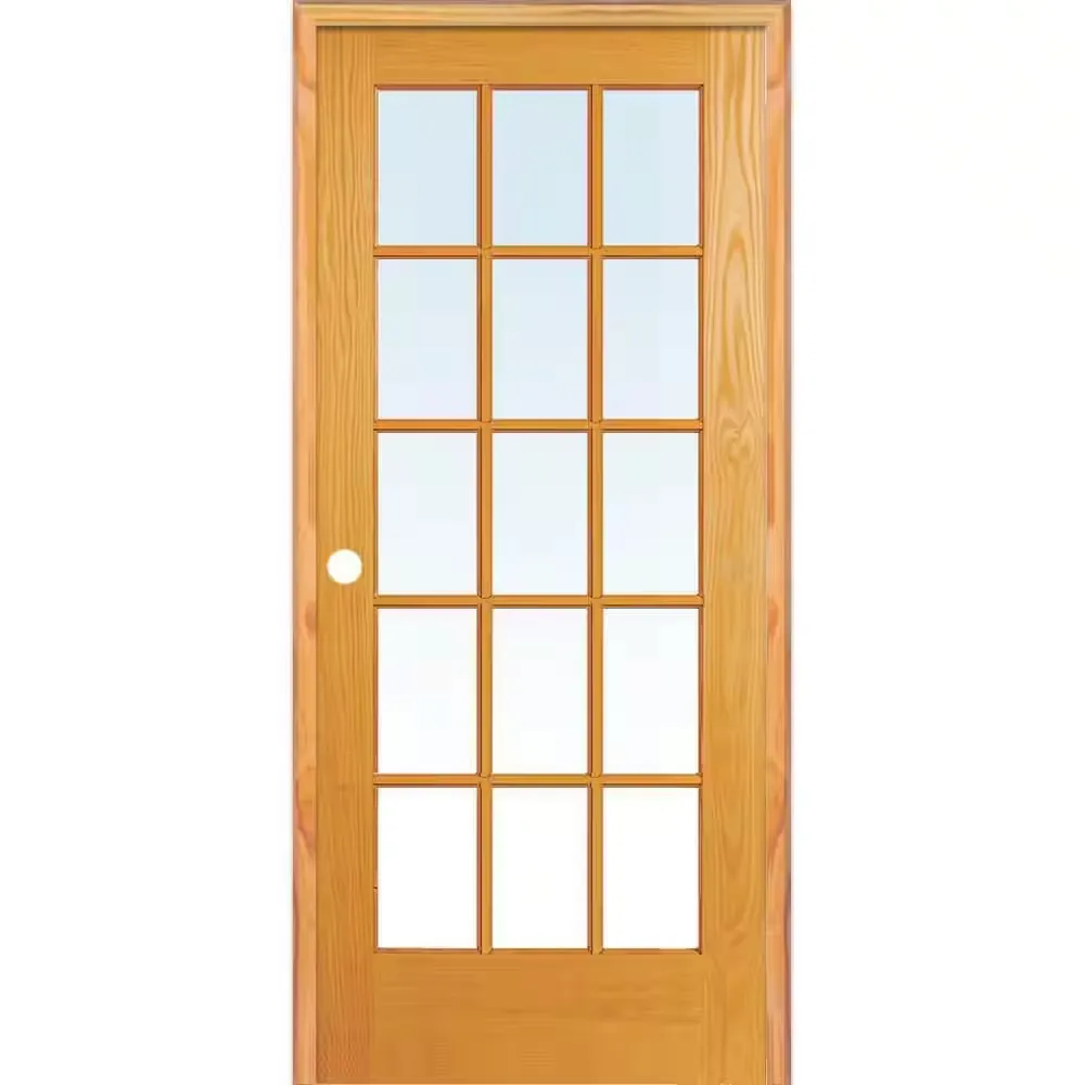 MMI Door 30 in. x 80 in. Right Hand Unfinished Pine Glass 15-Lite Clear True Divided Single Prehung Interior Door Z019956R