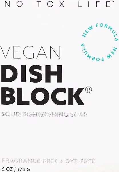 DISH BLOCK® solid dish soap - 4.4 oz (125g) bar - Fragrance Free - No Tox Life®