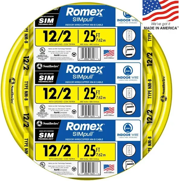 25 ft 12/2 Romex Wire