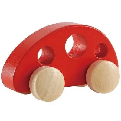 Hape Mini Van Wooden Toddler Toy Vehicle in Red, L: 4.9, W: 2.5, H: 2.8 inch