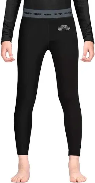 Kids' Plain Black Compression Muay Thai Spat Pants