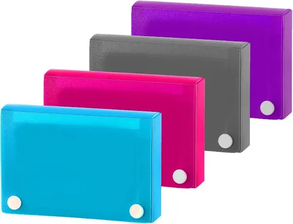 3" X 5" Index Card Case Holds 100 Cards Includes Business Card/Index Holder and 5 Tab Dividers Comes in Assorted Color – (Pack of 4) By (Emraw)